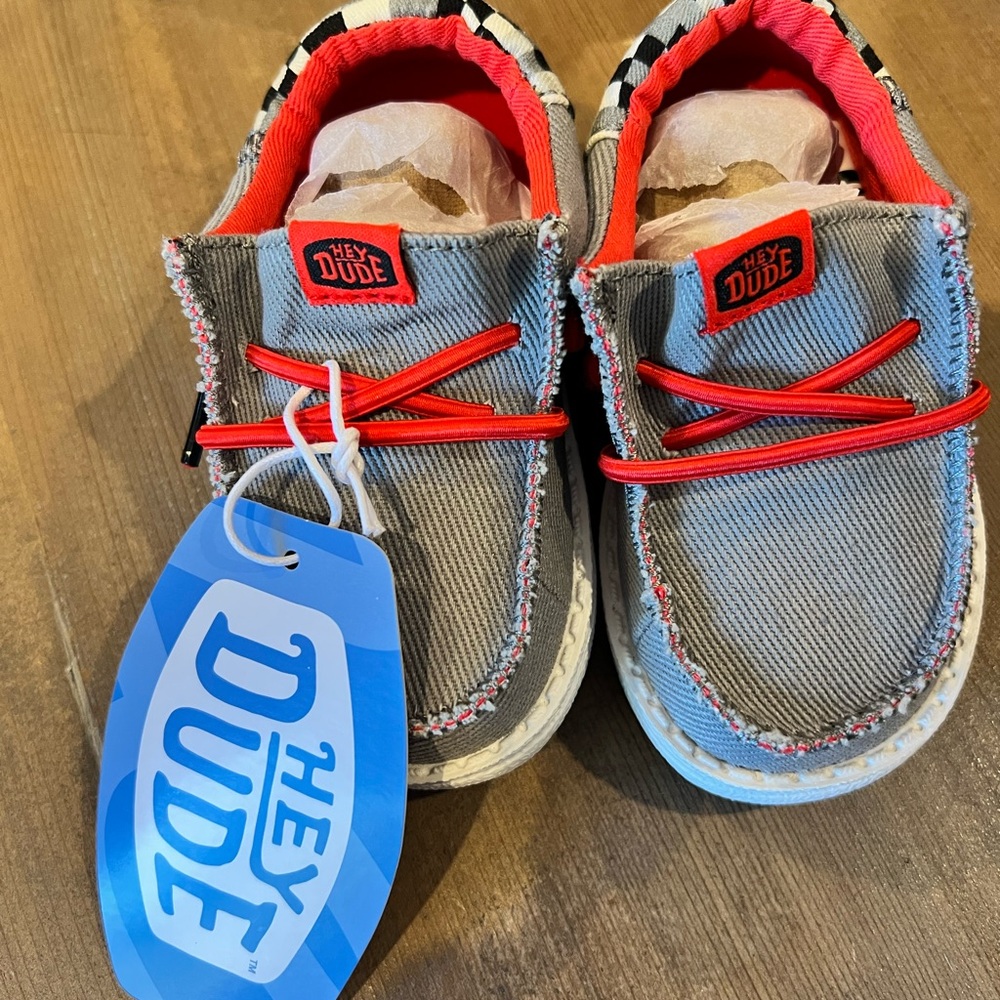 Hey Dude Kids Shoes in Gray and Red